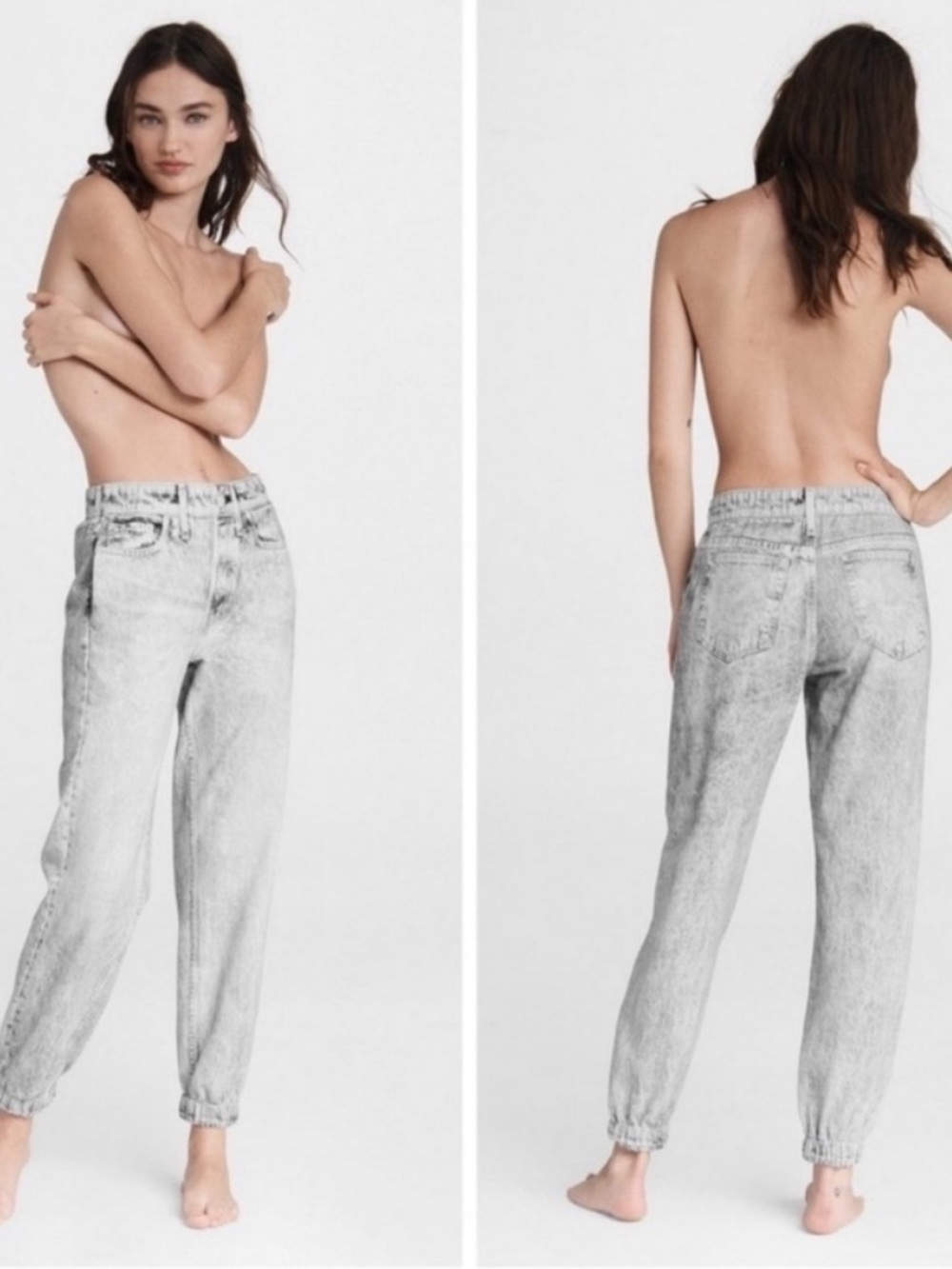 Rag & Bone Joggers Miramar Faux Jeans in Acid Grey - Picture 2 of 6
